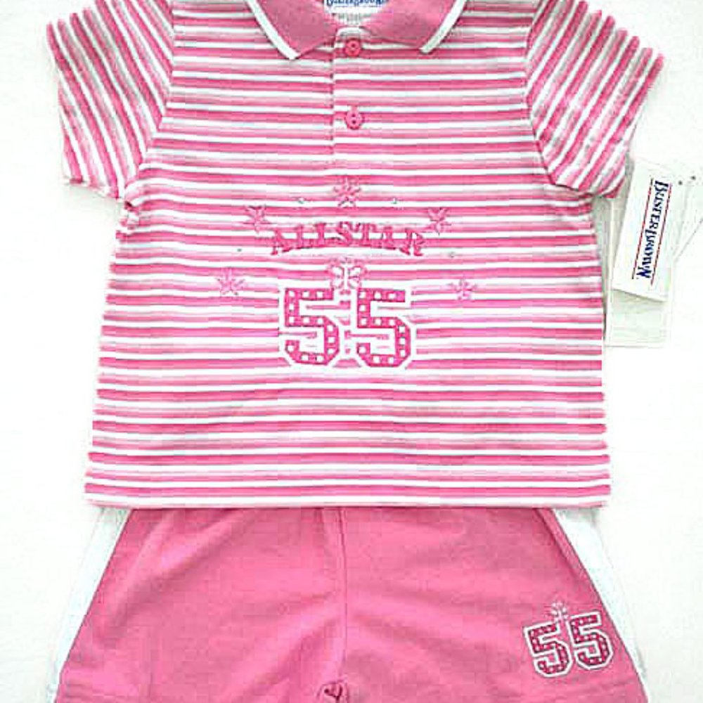 Girls NWT BusterBrown SZ 4T Allstar 55 2pc Knit Playset Polo and Short
